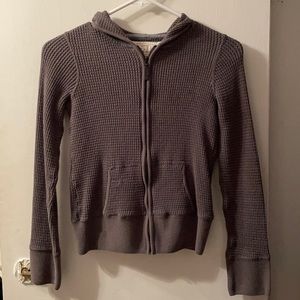 Gray Waffle Zip-up Hoodie